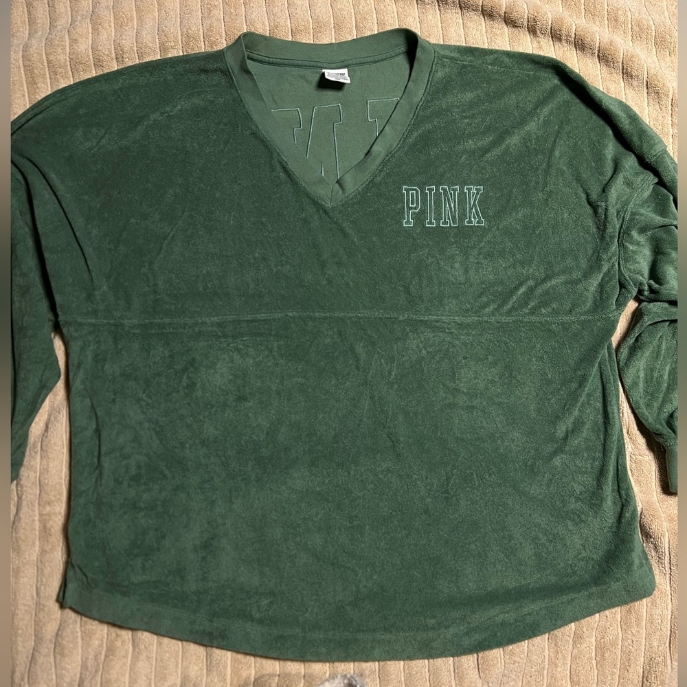 PINK Victoria's Secret Olive V-Neck Top